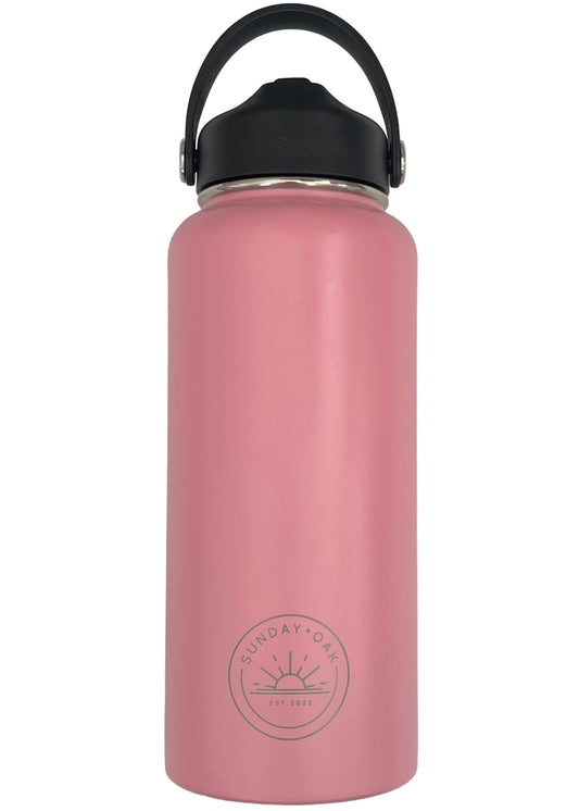 1L Insulated drink bottle featuring a straw lid and sturdy handle, available in multiple colors