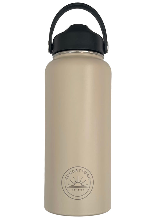 1L Insulated drink bottle featuring a straw lid and sturdy handle, available in multiple colors